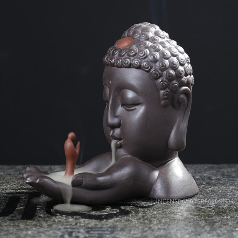 Buddha incense burner waterfall