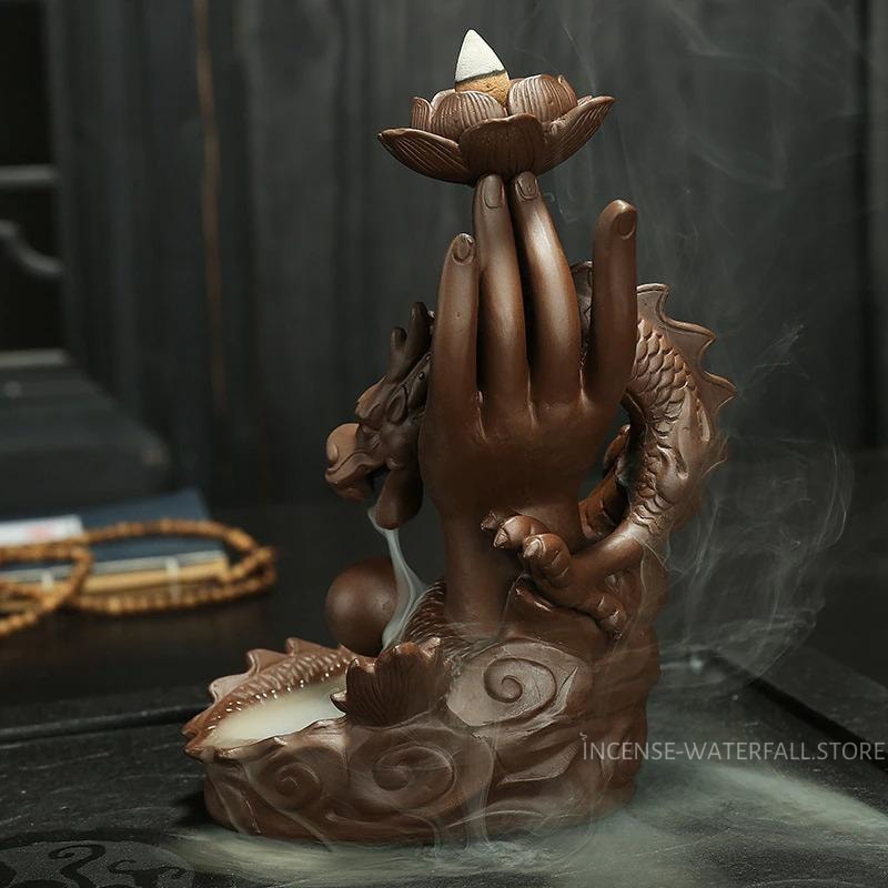 Clay dragon incense burner