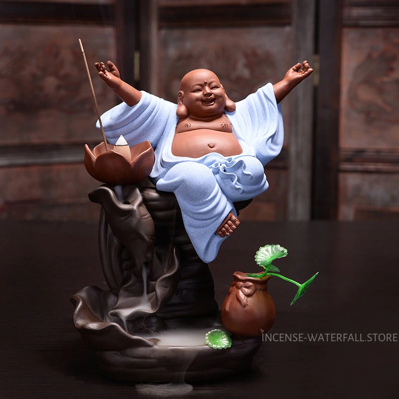 Laughing Buddha incense burner